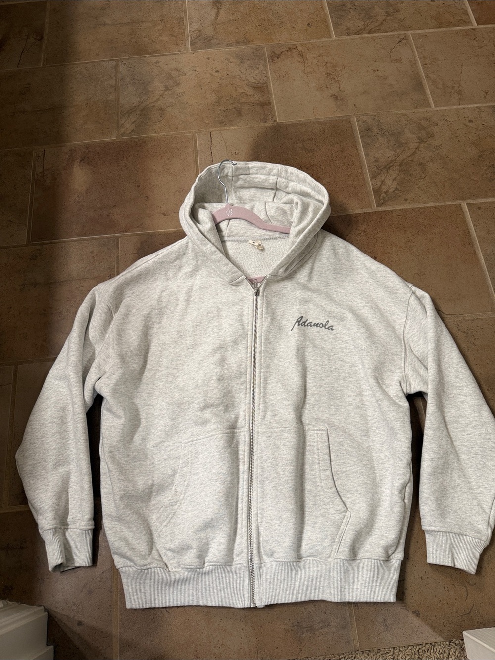 adanola zip up grey sweatshirt jacket Small